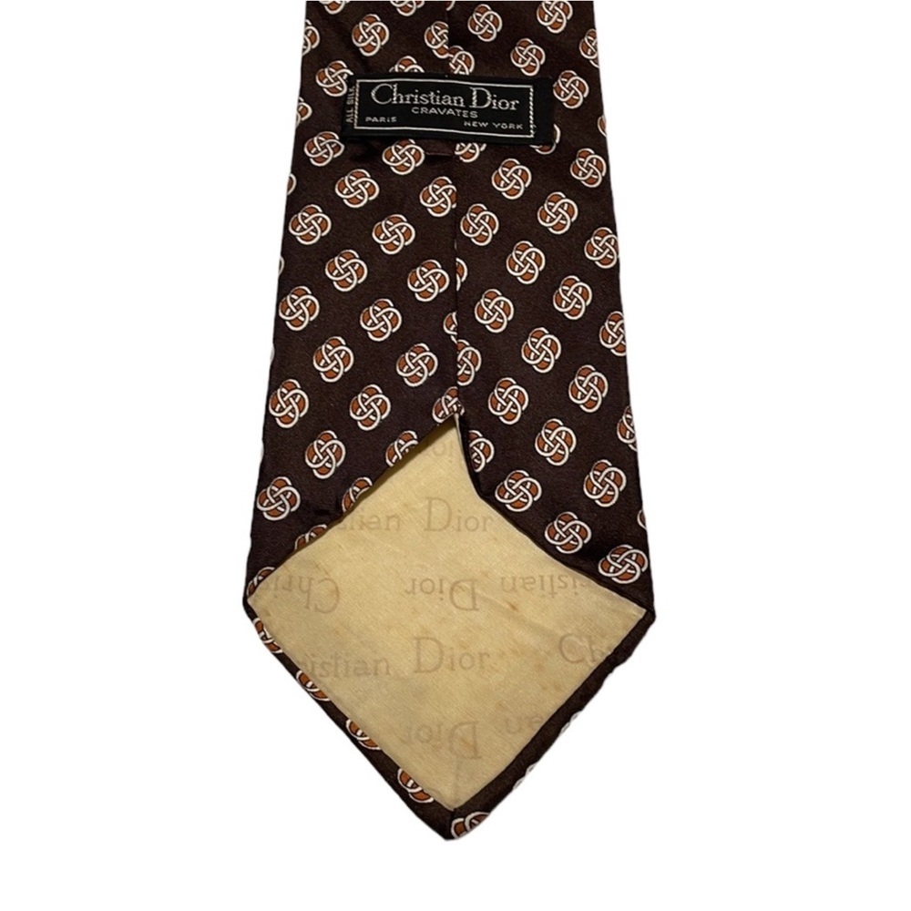 Christian Dior Men’s Brown Patterned Tie - Picture 2 of 3